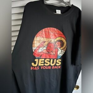 Jesus Has Your Back Black Graphic Tee